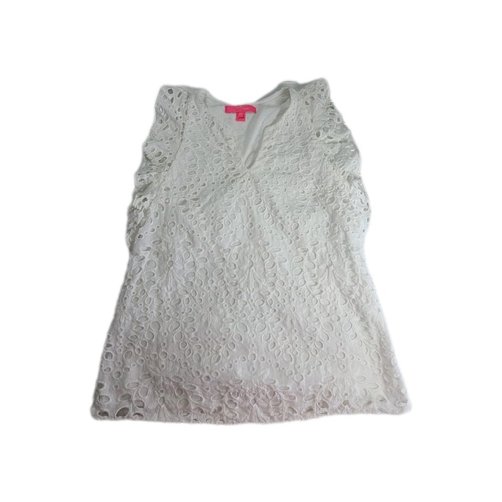 Lilly Pulitzer‎ Lina Eyelet Top Resort White Women XXS
